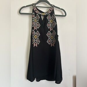THML Black embroidered tank top